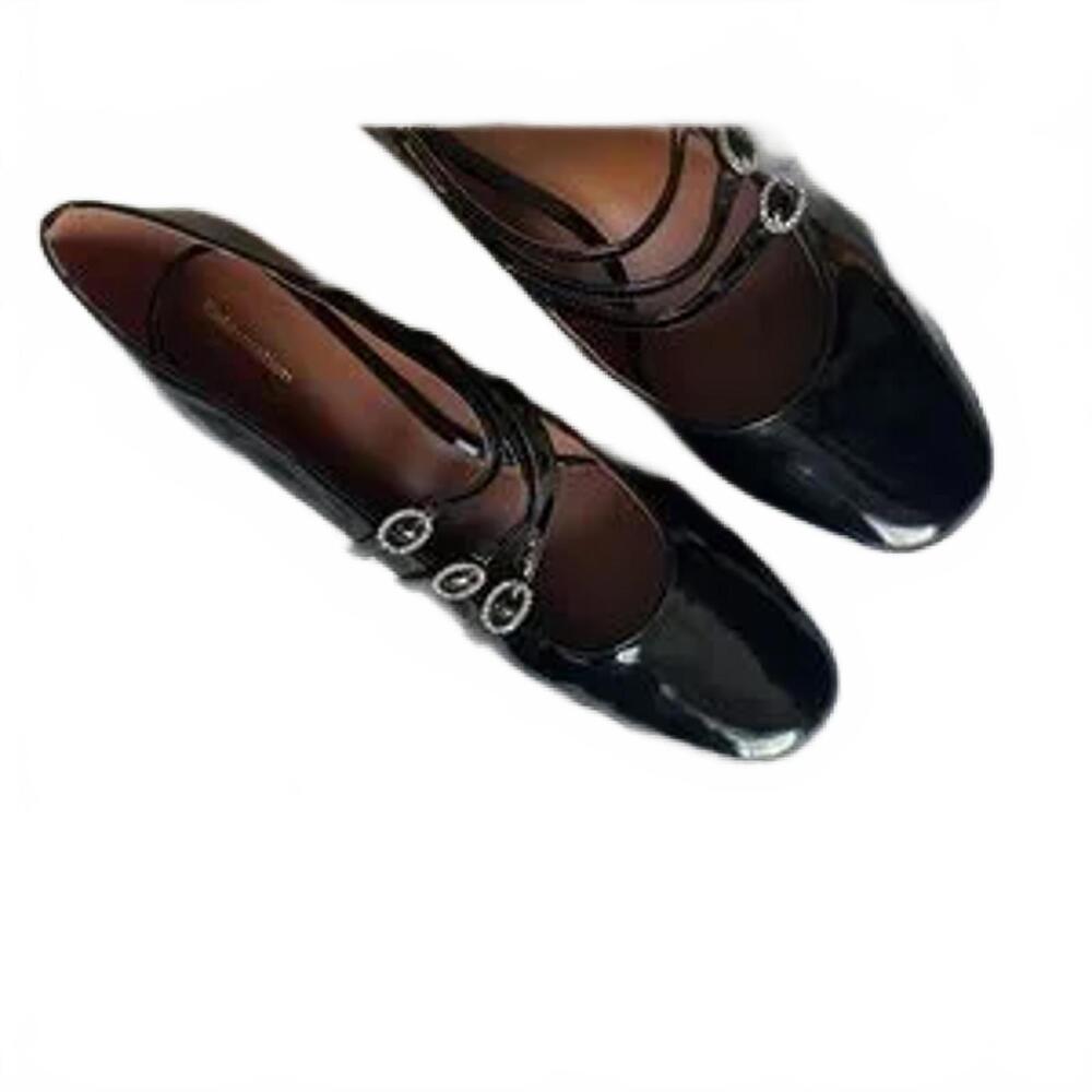 Reformation Mimi Buckle Pumps Size 10 Black Patent Leather New Without Box - Picture 3 of 7